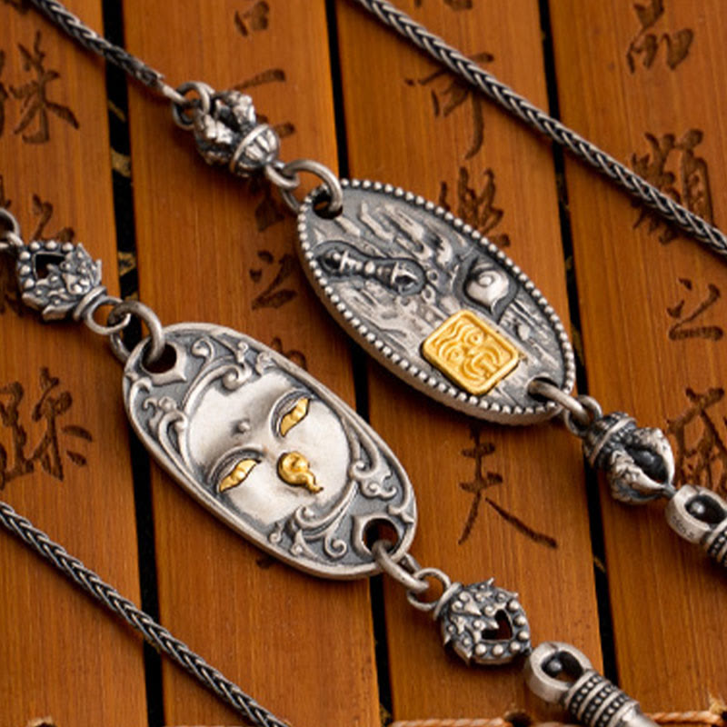 Buddha Stones, 925er Sterlingsilber, tibetische Zakiram, Göttin des Reichtums, Bodhisattva Tara, Om Mani Padme Hum, Schutz, Metallkette, Halskette - image 12