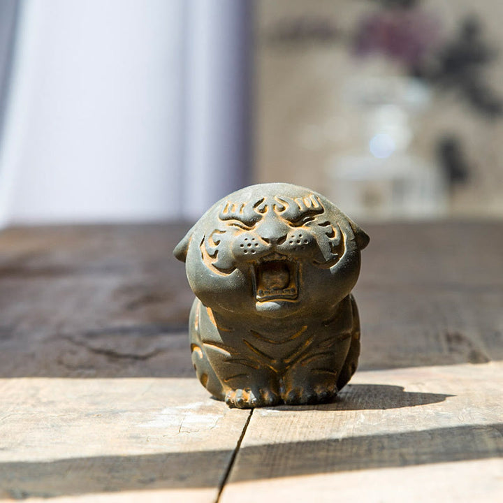 Buddha Stones, Mini-Statue aus süßem Tiger, Eisenpulver, Rostguss, Kunstharz, Heimdekoration