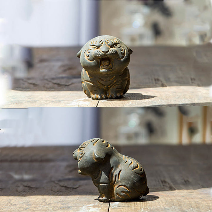 Buddha Stones, Mini-Statue aus süßem Tiger, Eisenpulver, Rostguss, Kunstharz, Heimdekoration