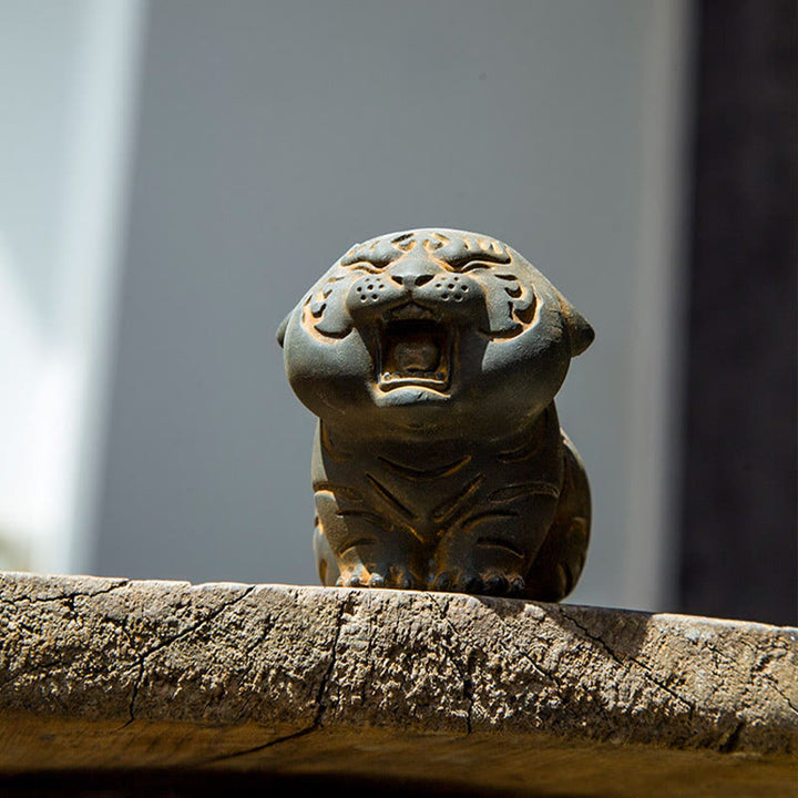 Buddha Stones, Mini-Statue aus süßem Tiger, Eisenpulver, Rostguss, Kunstharz, Heimdekoration