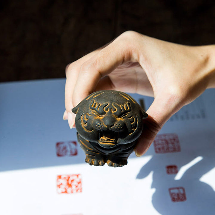 Buddha Stones, Mini-Statue aus süßem Tiger, Eisenpulver, Rostguss, Kunstharz, Heimdekoration