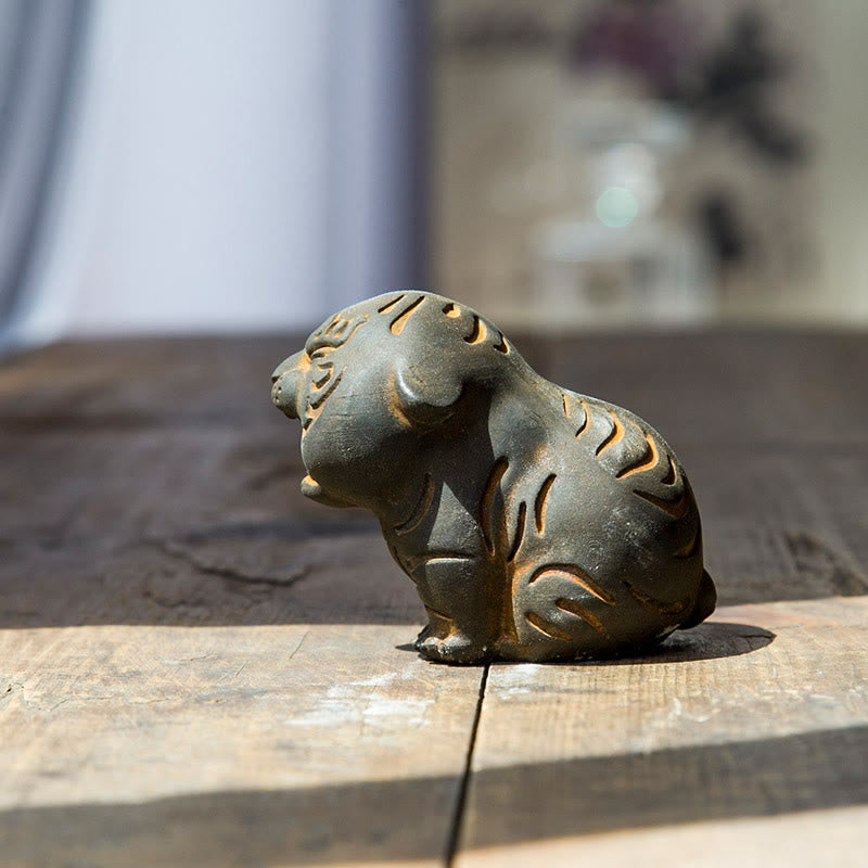 Buddha Stones, Mini-Statue aus süßem Tiger, Eisenpulver, Rostguss, Kunstharz, Heimdekoration