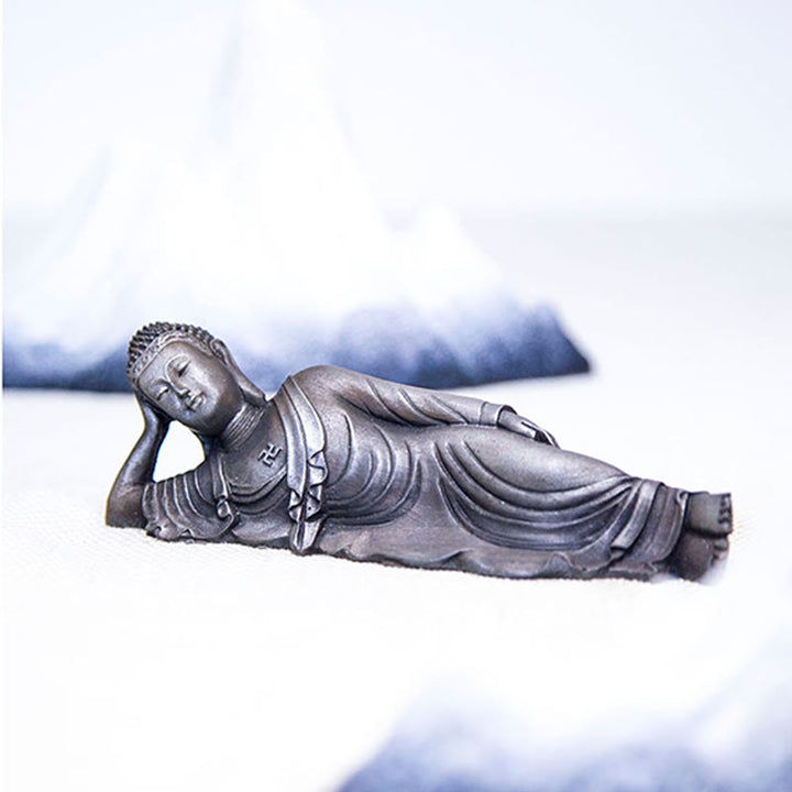 Buddha Stones , liegender Buddha Shakyamuni, Eisenpulver, Rostguss-Harz-Statue, Heimdekoration - image 25