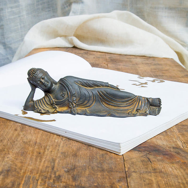 Buddha Stones , liegender Buddha Shakyamuni, Eisenpulver, Rostguss-Harz-Statue, Heimdekoration - image 6