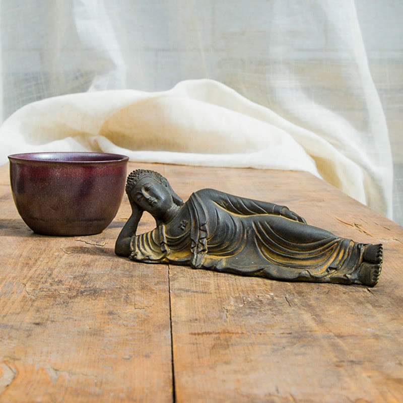 Buddha Stones , liegender Buddha Shakyamuni, Eisenpulver, Rostguss-Harz-Statue, Heimdekoration - image 7