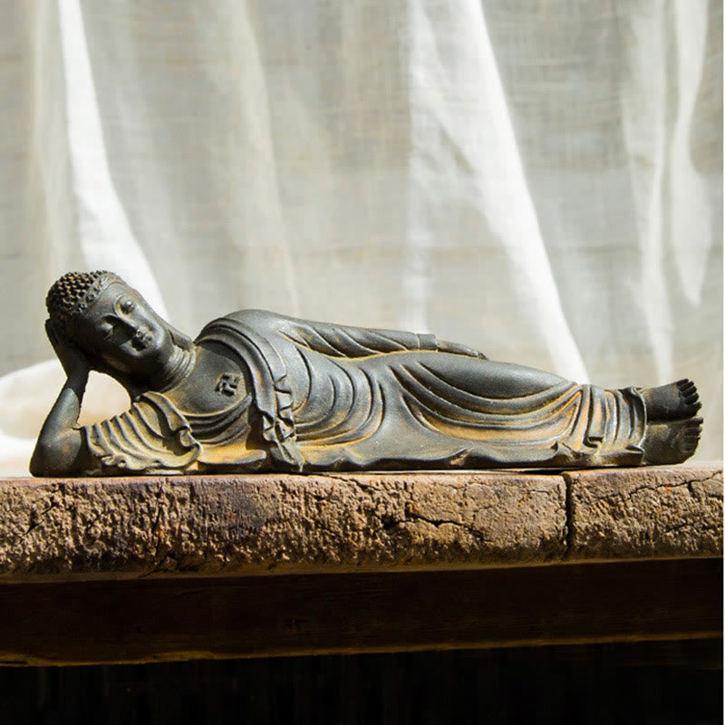 Buddha Stones , liegender Buddha Shakyamuni, Eisenpulver, Rostguss-Harz-Statue, Heimdekoration - image 9