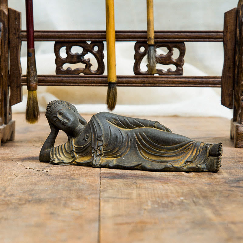 Buddha Stones , liegender Buddha Shakyamuni, Eisenpulver, Rostguss-Harz-Statue, Heimdekoration - image 8