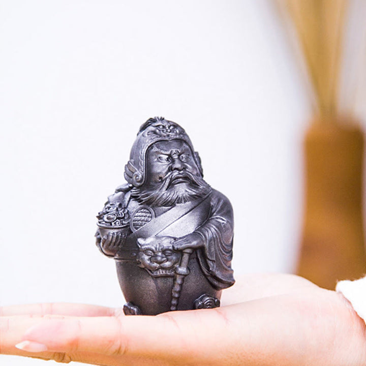 Buddha Stones, handgefertigt, literarischer Militärgott des Reichtums, Eisenpulver, Rostguss-Harz-Statue, Heimdekoration