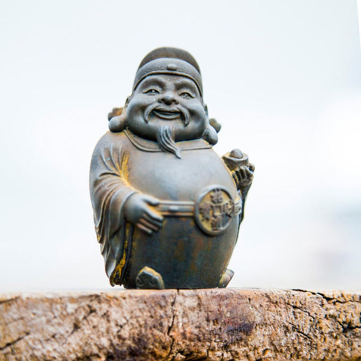 Buddha Stones, handgefertigt, literarischer Militärgott des Reichtums, Eisenpulver, Rostguss-Harz-Statue, Heimdekoration