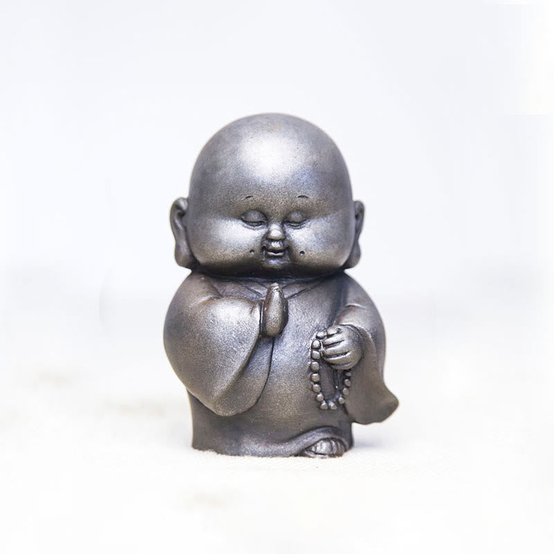 Buddha Stones , handgefertigt, kleiner Mönch, Eisenpulver, Rostguss-Harz, Statue, Heimdekoration - Polierte Ausführung 12 x 8 x 8 cm - image 13