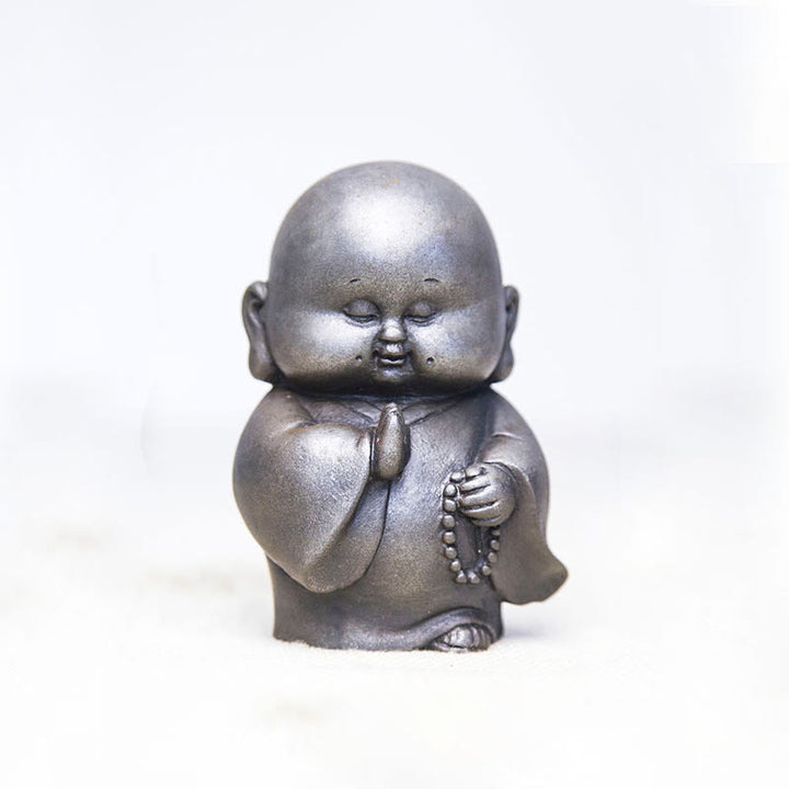 Buddha Stones , handgefertigt, kleiner Mönch, Eisenpulver, Rostguss-Harz, Statue, Heimdekoration - Polierte Ausführung 12 x 8 x 8 cm - image 13