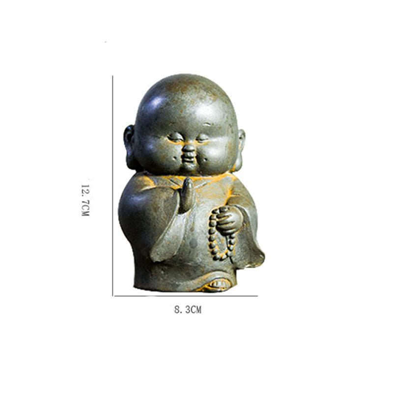 Buddha Stones , handgefertigt, kleiner Mönch, Eisenpulver, Rostguss-Harz, Statue, Heimdekoration - image 12