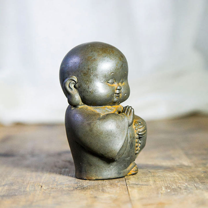 Buddha Stones , handgefertigt, kleiner Mönch, Eisenpulver, Rostguss-Harz, Statue, Heimdekoration - image 2