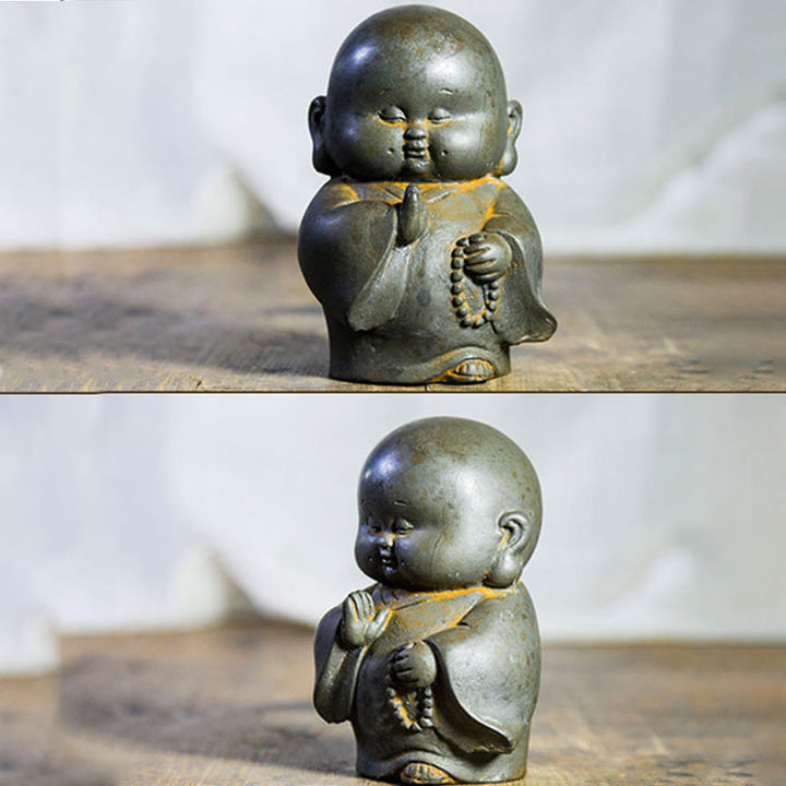 Buddha Stones , handgefertigt, kleiner Mönch, Eisenpulver, Rostguss-Harz, Statue, Heimdekoration - image 6