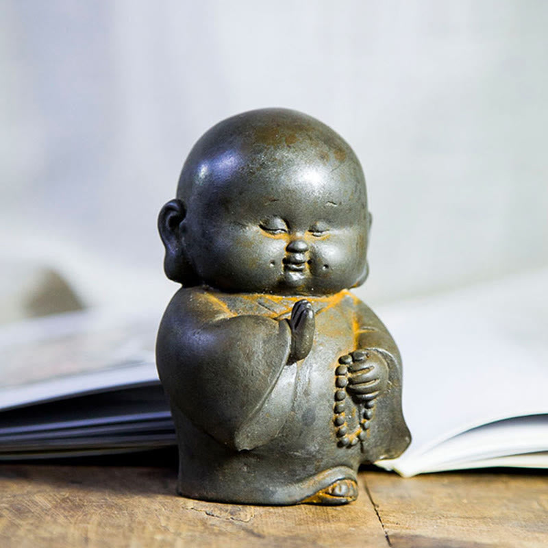 Buddha Stones , handgefertigt, kleiner Mönch, Eisenpulver, Rostguss-Harz, Statue, Heimdekoration - image 8