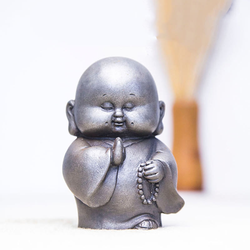 Buddha Stones , handgefertigt, kleiner Mönch, Eisenpulver, Rostguss-Harz, Statue, Heimdekoration - image 23