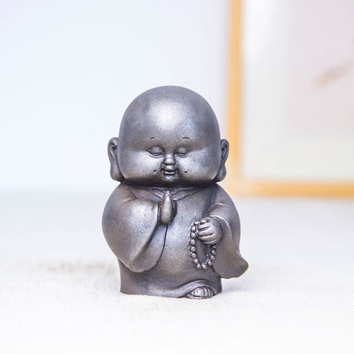 Buddha Stones , handgefertigt, kleiner Mönch, Eisenpulver, Rostguss-Harz, Statue, Heimdekoration - image 14