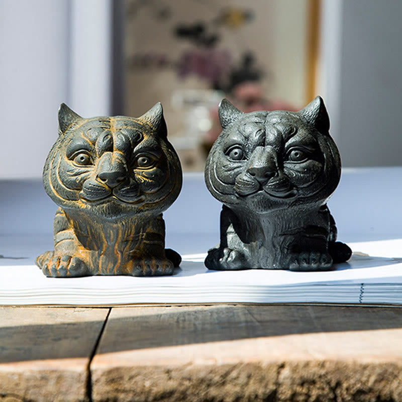Buddha Stones , handgefertigt, klein, schöne Tiger-Statue aus Eisenpulver und Rost, Kunstharz, Heimdekoration - image 15