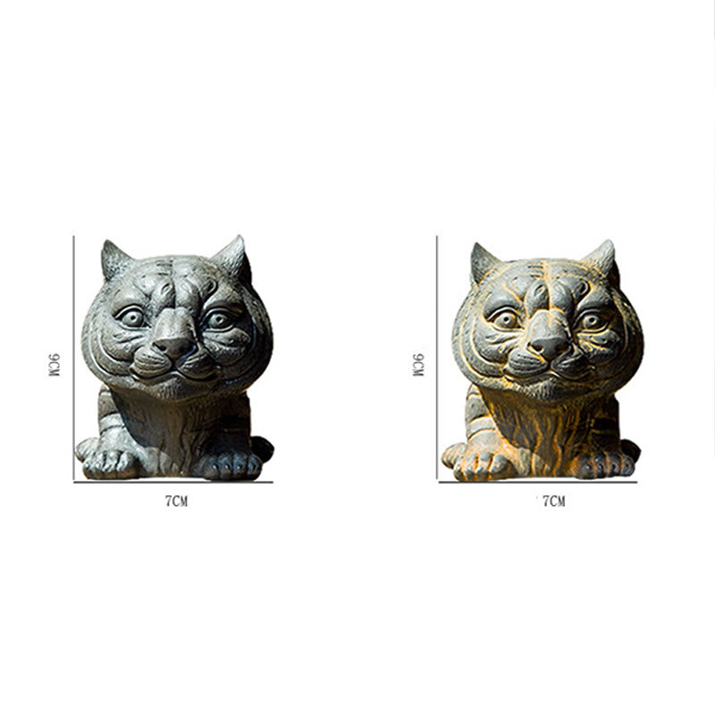 Buddha Stones , handgefertigt, klein, schöne Tiger-Statue aus Eisenpulver und Rost, Kunstharz, Heimdekoration