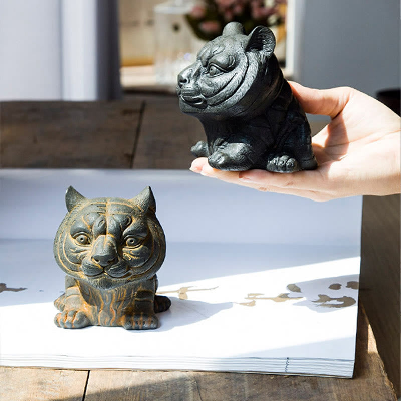 Buddha Stones , handgefertigt, klein, schöne Tiger-Statue aus Eisenpulver und Rost, Kunstharz, Heimdekoration - image 14