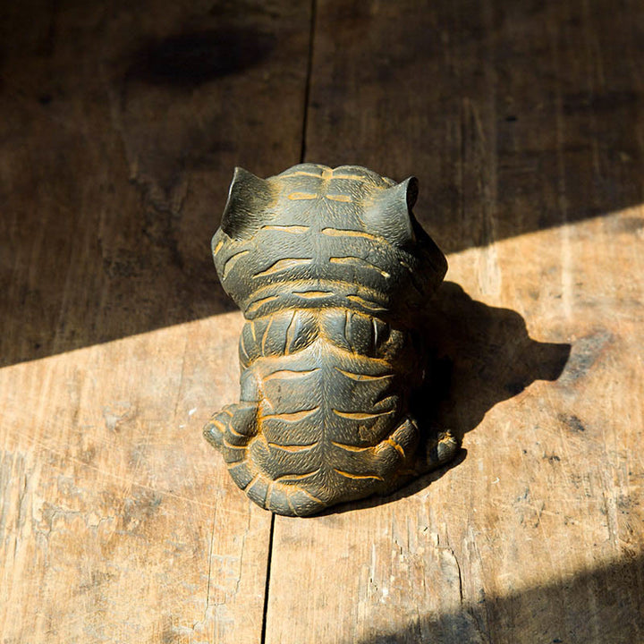 Buddha Stones , handgefertigt, klein, schöne Tiger-Statue aus Eisenpulver und Rost, Kunstharz, Heimdekoration