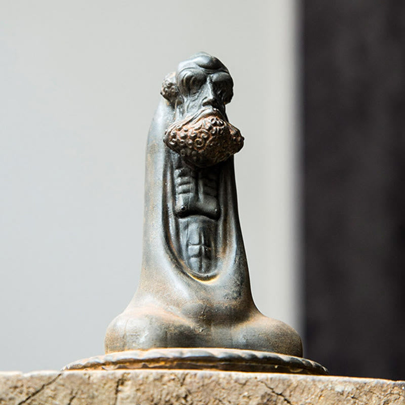 Buddha Stones , handgefertigt, Bodhidharma, Eisenpulver, Rostguss, Kunstharz, Statue, Heimdekoration - image 6