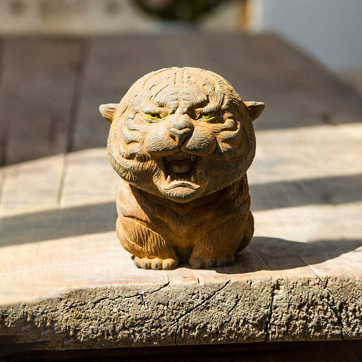 Buddha Stones , handgefertigt, Mini-Roaring Tiger, Eisenpulver, Rostguss-Harz, Statue, Heimdekoration - Rostfarbene Ausführung 7,5 x 5,5 cm - image 8