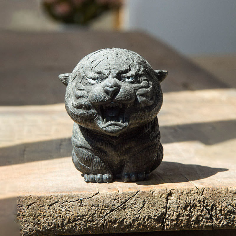 Buddha Stones , handgefertigt, Mini-Roaring Tiger, Eisenpulver, Rostguss-Harz, Statue, Heimdekoration - Schwarze Version 7,5 x 8 x 5,5 cm - image 13