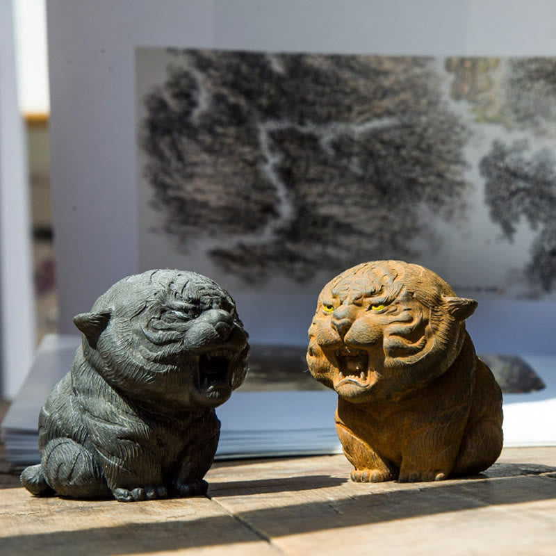 Buddha Stones , handgefertigt, Mini-Roaring Tiger, Eisenpulver, Rostguss-Harz, Statue, Heimdekoration - image 3