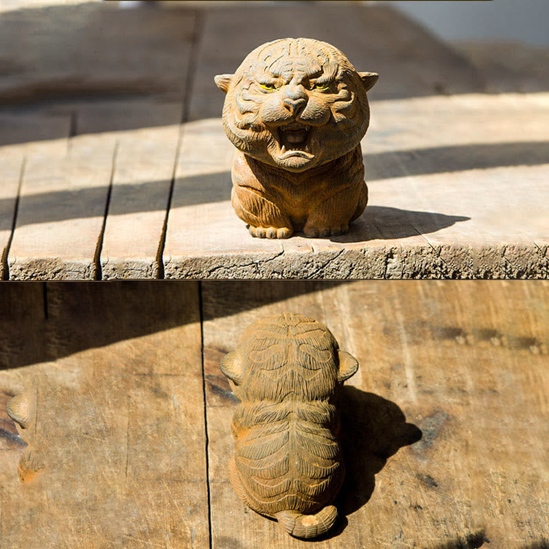 Buddha Stones , handgefertigt, Mini-Roaring Tiger, Eisenpulver, Rostguss-Harz, Statue, Heimdekoration - image 11