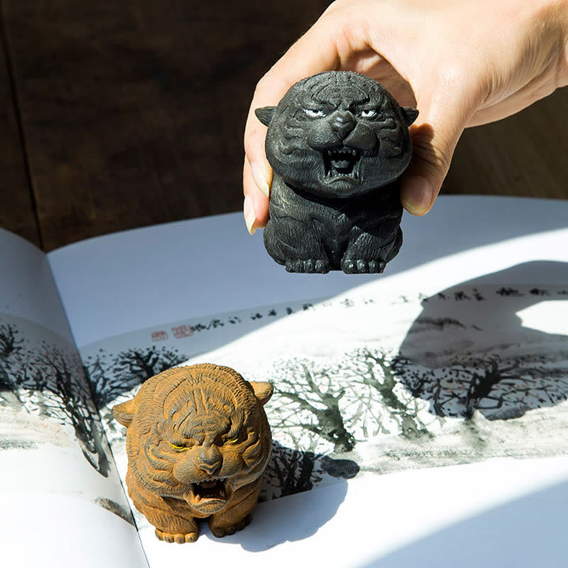 Buddha Stones , handgefertigt, Mini-Roaring Tiger, Eisenpulver, Rostguss-Harz, Statue, Heimdekoration - image 2