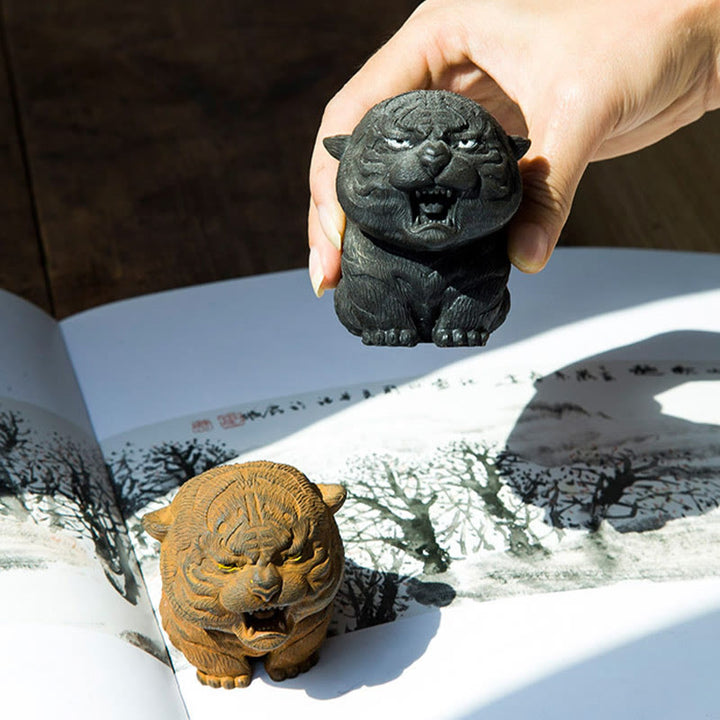 Buddha Stones , handgefertigt, Mini-Roaring Tiger, Eisenpulver, Rostguss-Harz, Statue, Heimdekoration - image 2