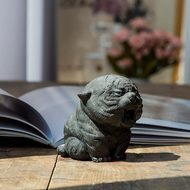Buddha Stones , handgefertigt, Mini-Roaring Tiger, Eisenpulver, Rostguss-Harz, Statue, Heimdekoration - image 14