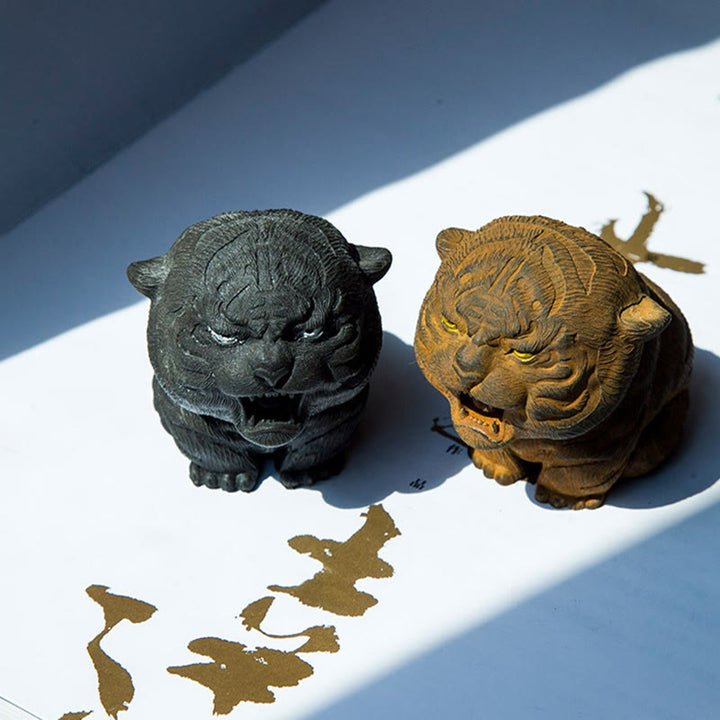 Buddha Stones , handgefertigt, Mini-Roaring Tiger, Eisenpulver, Rostguss-Harz, Statue, Heimdekoration - image 4