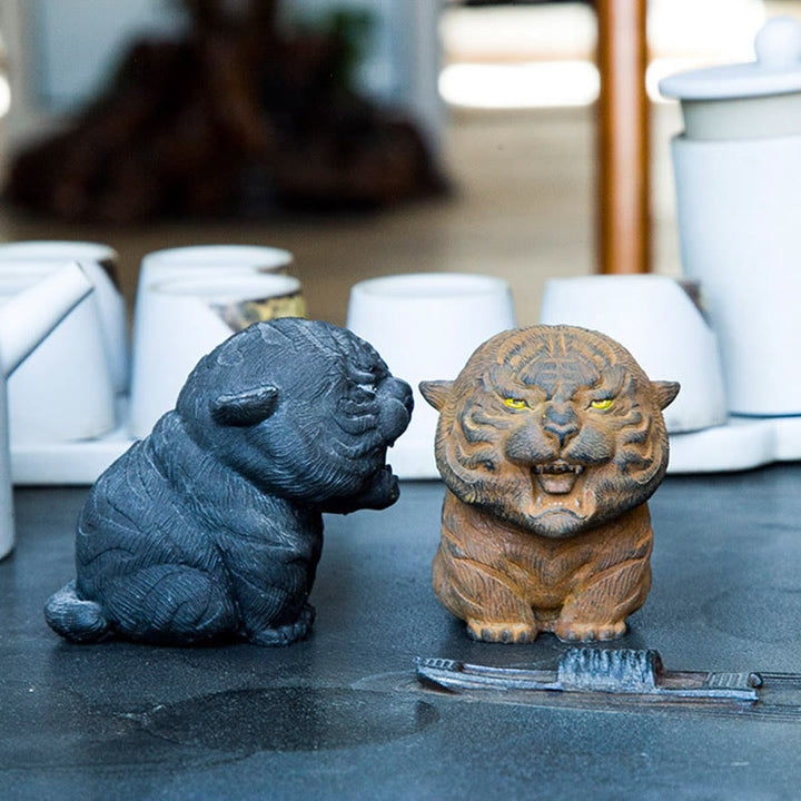 Buddha Stones , handgefertigt, Mini-Roaring Tiger, Eisenpulver, Rostguss-Harz, Statue, Heimdekoration - image 6