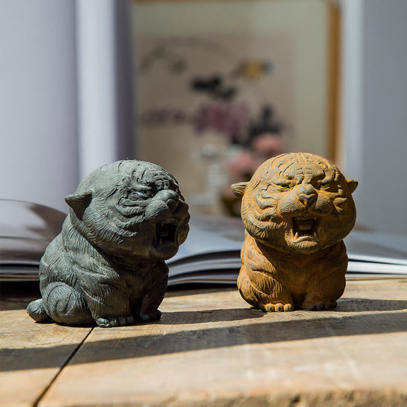 Buddha Stones , handgefertigt, Mini-Roaring Tiger, Eisenpulver, Rostguss-Harz, Statue, Heimdekoration - image 1