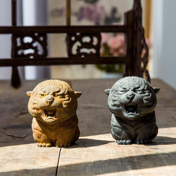 Buddha Stones , handgefertigt, Mini-Roaring Tiger, Eisenpulver, Rostguss-Harz, Statue, Heimdekoration - image 0