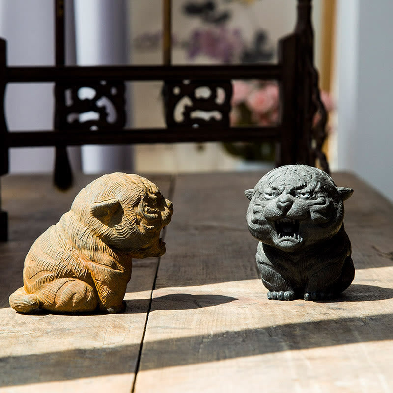 Buddha Stones , handgefertigt, Mini-Roaring Tiger, Eisenpulver, Rostguss-Harz, Statue, Heimdekoration - image 5