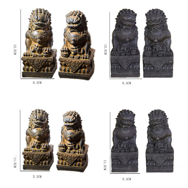 Buddha Stones , handgefertigt, Löwe, Fu Foo Hunde, Eisenpulver, Rostguss, Kunstharz, Statue zur Abwehr des Bösen, Schutz, Heimdekoration