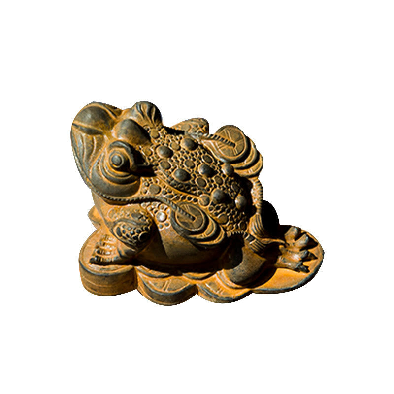 Buddha Stones, handgefertigt, Feng Shui, Frosch, Kröte, Kupfermünzen, Eisenpulver, Rost, Gussharz, Statue, Heimdekoration