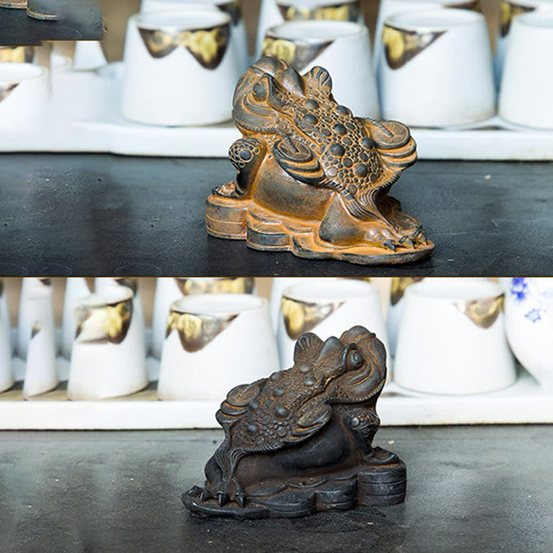 Buddha Stones, handgefertigt, Feng Shui, Frosch, Kröte, Kupfermünzen, Eisenpulver, Rost, Gussharz, Statue, Heimdekoration - image 9