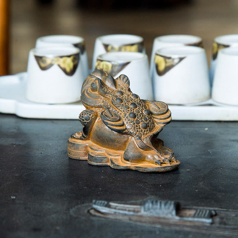 Buddha Stones, handgefertigt, Feng Shui, Frosch, Kröte, Kupfermünzen, Eisenpulver, Rost, Gussharz, Statue, Heimdekoration - image 4