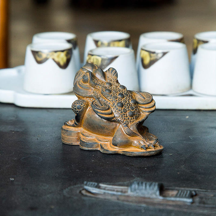 Buddha Stones, handgefertigt, Feng Shui, Frosch, Kröte, Kupfermünzen, Eisenpulver, Rost, Gussharz, Statue, Heimdekoration - image 4