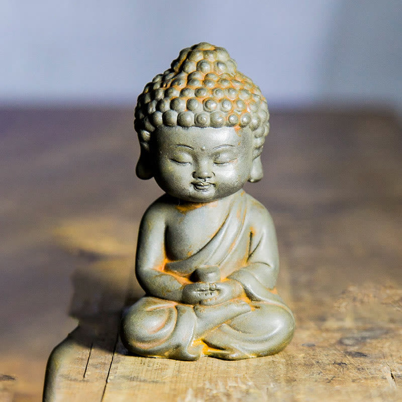 Buddha Stones, handgefertigt, Ksitigarbha, Kwan, Yin, Guanyin, Avalokitesvara, Tathagata, Eisenpulver, Rost, Gussharz, Statue, Heimdekoration - Rust-Version - Tathagata 11,5*7,1*5,5cm - image 12