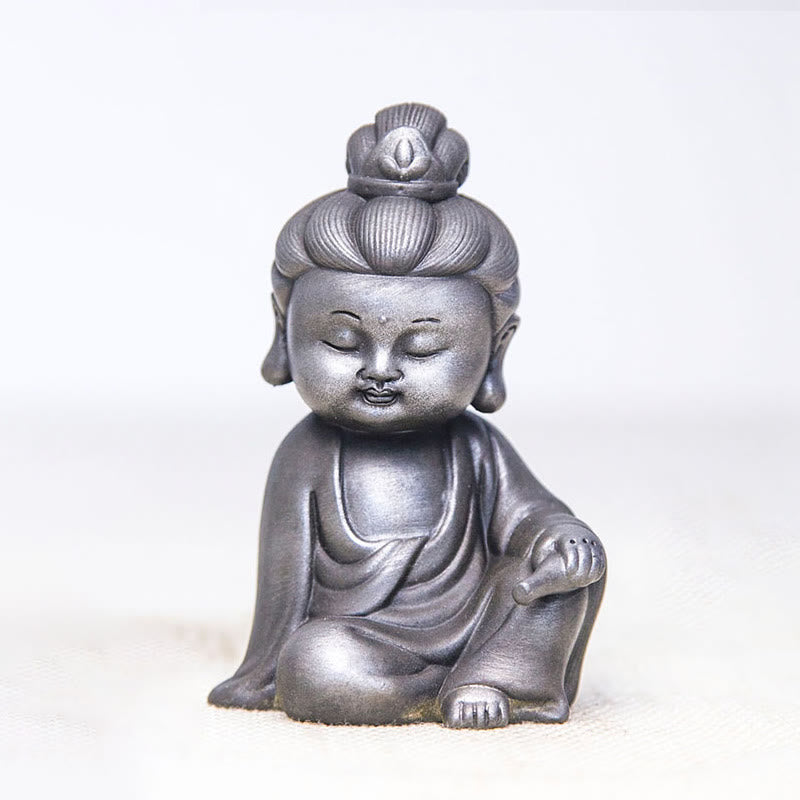 Buddha Stones, handgefertigt, Ksitigarbha, Kwan, Yin, Guanyin, Avalokitesvara, Tathagata, Eisenpulver, Rost, Gussharz, Statue, Heimdekoration