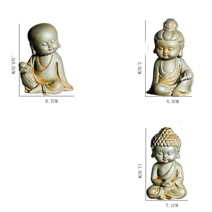 Buddha Stones, handgefertigt, Ksitigarbha, Kwan, Yin, Guanyin, Avalokitesvara, Tathagata, Eisenpulver, Rost, Gussharz, Statue, Heimdekoration