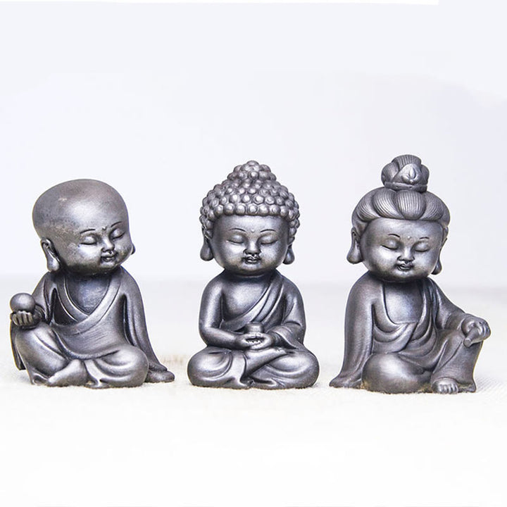 Buddha Stones, handgefertigt, Ksitigarbha, Kwan, Yin, Guanyin, Avalokitesvara, Tathagata, Eisenpulver, Rost, Gussharz, Statue, Heimdekoration