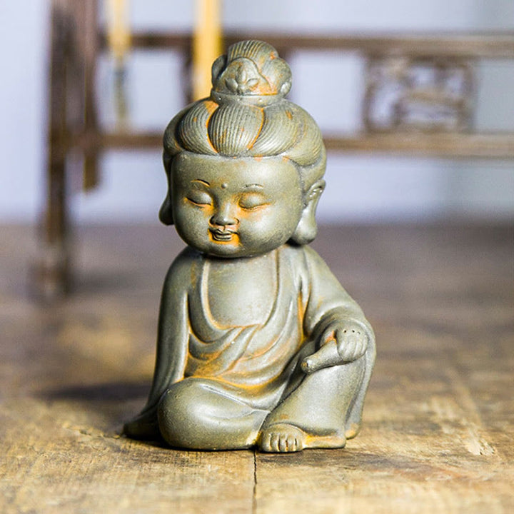 Buddha Stones, handgefertigt, Ksitigarbha, Kwan, Yin, Guanyin, Avalokitesvara, Tathagata, Eisenpulver, Rost, Gussharz, Statue, Heimdekoration - image 8