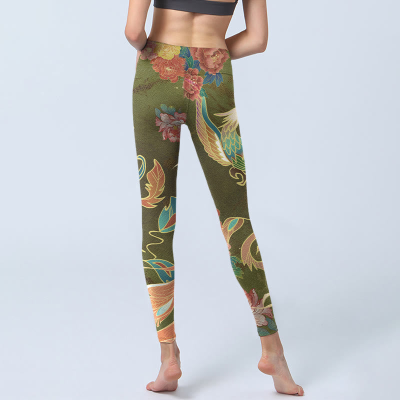 Buddha Stones Leuchtende Phoenix Blumen Druck Gym Leggings Frauen Yoga Hosen