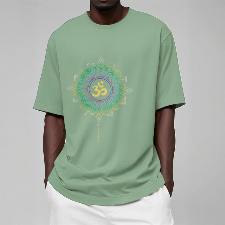 Buddha Stones OM Gelb Grün Farbverlauf Lotus Baumwolle T-Shirt - image 15